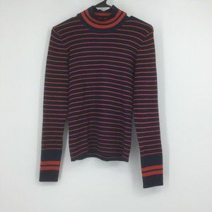 Marine Layer Red Sweater Size Extra Large Turtleneck Blue Knit Stripe NEW